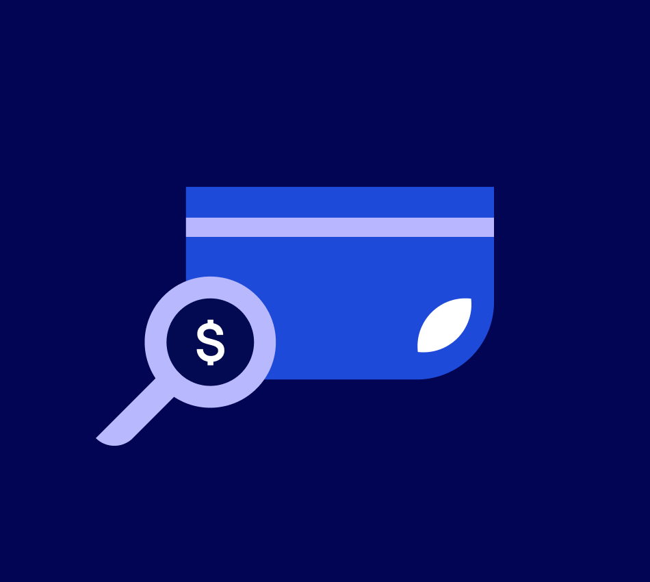 Illustration of a magnifying glass bringing a dollar sign into view.