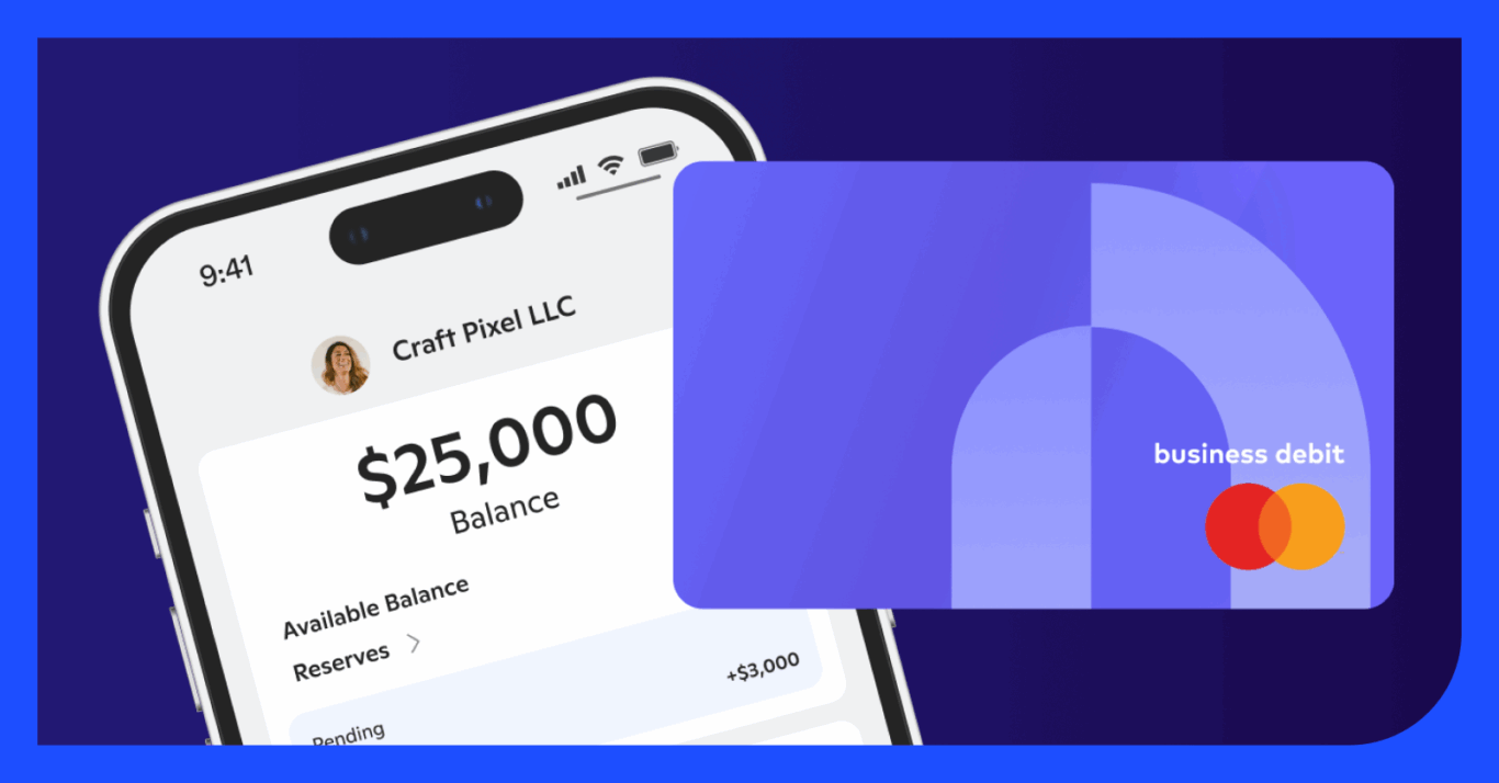 Screenshot of the Novo banking app showing an operating expenses screen on a mobile phone overlaying a desktop view of the transaction list